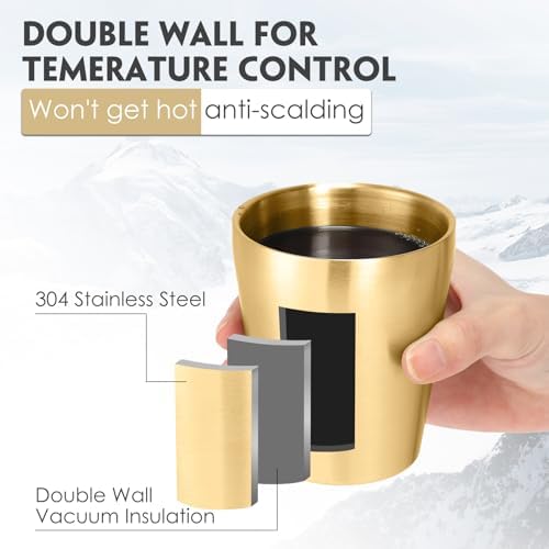Mimorou 8 Pack Stainless Steel Insulated Cup 10 oz Metal Tumbler Double Wall Vacuum Water Glasses Camping Reusable Mugs BBQ Home Office Party Coffee(Gold) - Image 3