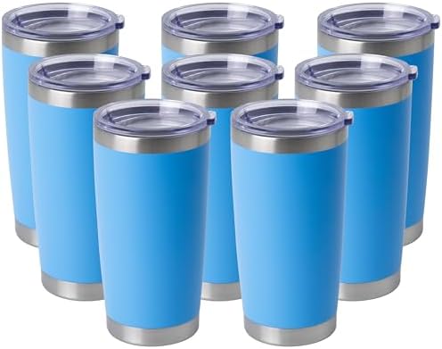 HASLE OUTFITTERS 20oz Stainless Steel Tumblers Bulk, Insulated Travel Cup with Lid, Double Wall Vacuum Coffee Mug for Cold & Hot Drinks 8 Pack, Royal Blue by HASLEOUTFITTERS