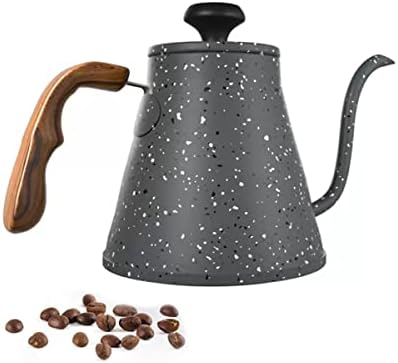 LEIYTFE 1200ML Coffee Kettle with Lid,Stainless Steel Hand Drip Coffee Pot,Tea Pot Gooseneck Kettle Stovetop Stainless Steel Kettle Pour Over for Brewing Tea Coffee (Color : Flower Rock ash) by LEIYTFE
