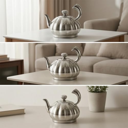 Stainless Steel Teapot Food Grade Teapot with Lid Spill-Resistant Tea Kettle for Hosts, Countertop - Image 5