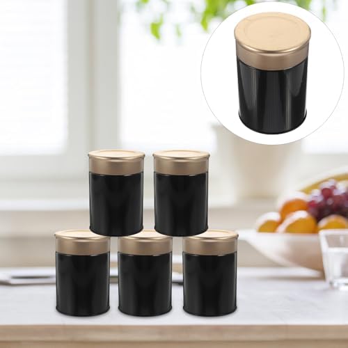 STAHAD 6pcs Black Tea Canisters Loose Leaf Tea Tins with Lid Vacuum Seal Tinplate Storage Containers for Office and Kitchen - Image 4