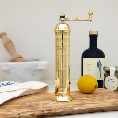 Alexander Home Original Greek Pepper Mill, 9-Inch Brass – European Manual Pepper Grinder Refillable - Image 2