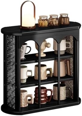 Wooden Mug Holder Countertop, Freestanding Grid Vintage Coffee Cup Display Stand, Rustic Coffee Mug Holder Organizer for Kitchen, Coffee Station,Black,9 Grid by Unknown