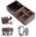 54mm Breville Espresso Tamping Set – Calibrated Click Tamper, Adjustable Distributor, Tamp-Through Dosing Funnel, Puck Screen, Walnut Tamping Station & Knock Box by KNODOS
