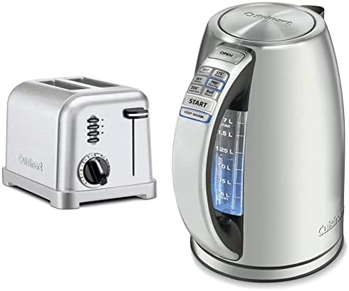 Cuisinart CPT-160 Metal Classic 2-Slice Toaster, Brushed Stainless & CPK-17P1 Electric Cordless Tea Kettle, 1.7-Liter, Stainless Steel by Unknown