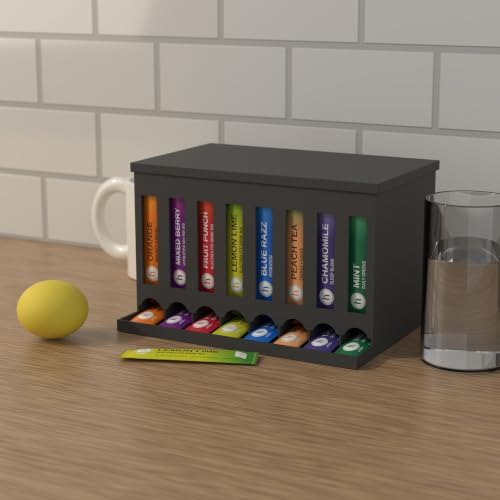 Drink Packet Organizer, 8 Slot Dispenser with Front Pull Windows for Drink Mix Packets, Electrolyte Sticks and Tea Bags, Tea Bag Organizer for Pantry and Coffee Station (Matte Black, 2 Pack) - Image 7