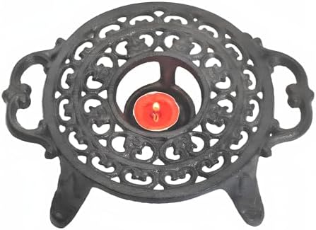 Cast Iron Candle Warmer for Tea Kettle or Tea Pot, Tea Light Warmer, Teapot and Dish Cups Heater, Pan Trivet, Vintage Decorative Stands for Heat Tea or Coffee Milk(Round) by SECHUDO