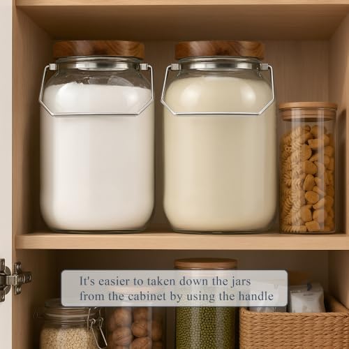 Glass Flour Sugar Storage Containers with Wood Lid and Handle - Image 7