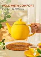 Sweese Teapot, Porcelain Tea Pot with Stainless Steel Infuser, Blooming & Loose Leaf Teapot - 27 ounce, Yellow - Image 4