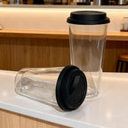 Double-Walled Glass Coffee Mug with Silicone Lid,Heat-Resistant Borosilicate,Insulated,Black，Pack of two - Image 4