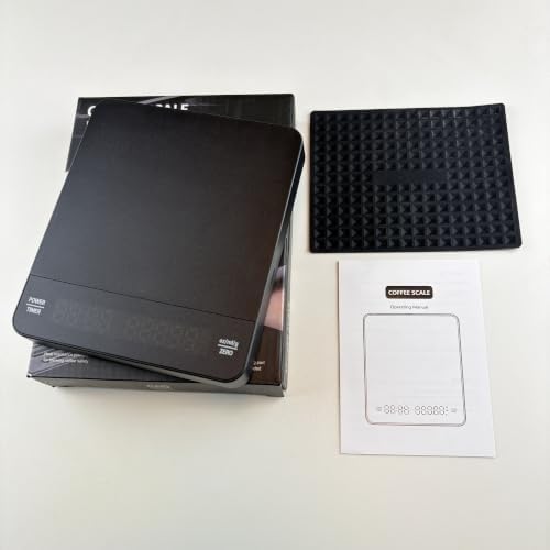 Digital Coffee Scale with Timer, 3kg/0.1g Precision,& Insulating Mat, for Espresso & Hand Brewing, Square Design(USB Black) by Unknown