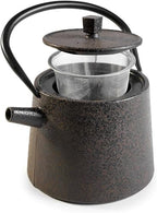 IBILI 40 Oz Nara Oriental Cast Iron Teapot | Made in Spain | Stainless Steel Infuser, Enameled Interior, Stovetop & Induction Compatible, Japanese Kettle for Loose Leaf Tea, Tetsubin Design, Black by IBILI