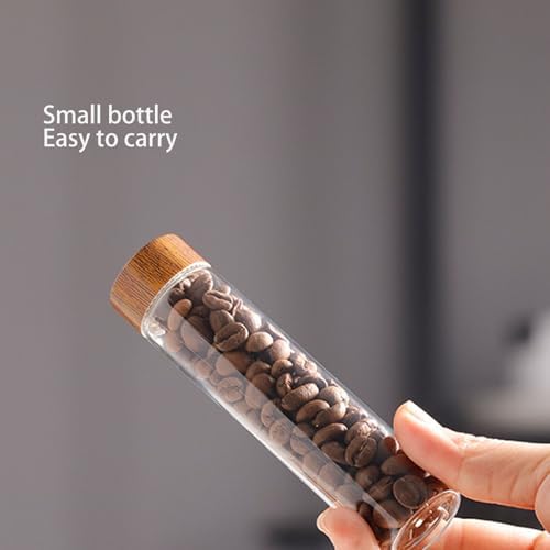 8PCS Coffee Bean Storage Tubes with Wooden Stand, Single Dose Coffee Bean Cellar Container, Dosing Glass Vials with Lids and Funnel for Coffee Beans Storage, Tea - Image 4