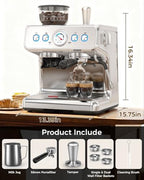 Electactic 20 Bar Espresso Machine with Grinder & Milk Frother, 58mm Expresso Coffee machines, Stainless Steel Coffee Maker for Cappuccino and Latte, Perfect for Home and Café Use-Single Boiler - Image 6