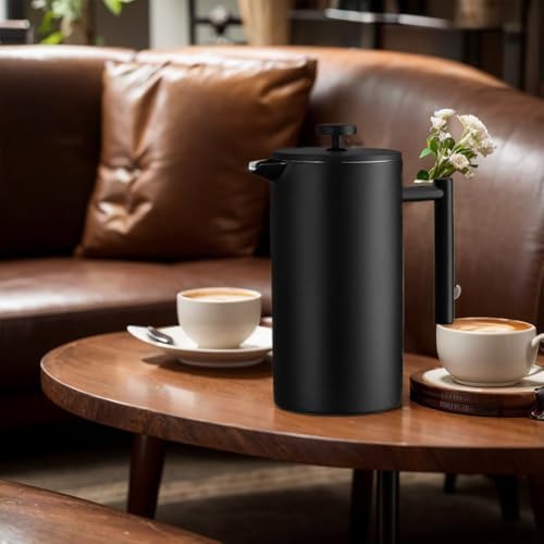Stainless Steel French Press Coffee Maker 34Oz 1000ml, Double Wall Insulated Coffee Press with 3-Level Filtration, No Plastic Touching Cafe, Dishwasher Safe Tea Brewer for Camping Travel Gift - Image 5