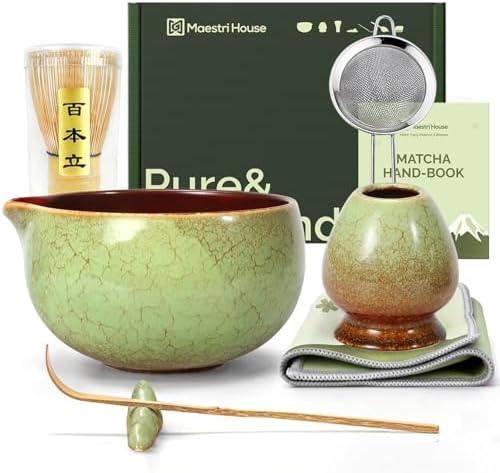 Maestri House Matcha Whisk Set, 7-Piece Kit with Spouted Ceramic Bowl by MaestriHouse