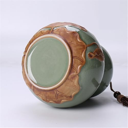 Kitchen Storage Jar Gourd Tea Caddy With Airtight Lid And Carrying Handle Ceramic Loose Storage Tin For Coffee Sugar, Nuts, Herb, Spice ﻿ Leaf Tea Jar(Green,Large) - Image 5
