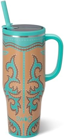 Swig Life 40oz Leakproof Mega Mug with Straw, Boot Scootin' Turquoise by SwigLife