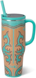Swig Life 40oz Leakproof Mega Mug with Straw, Boot Scootin' Turquoise by SwigLife