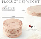 Natural Marble Coaster Set of 4.Round Drinks Coasters,Non-Ceramic/Non-Resin - Image 2