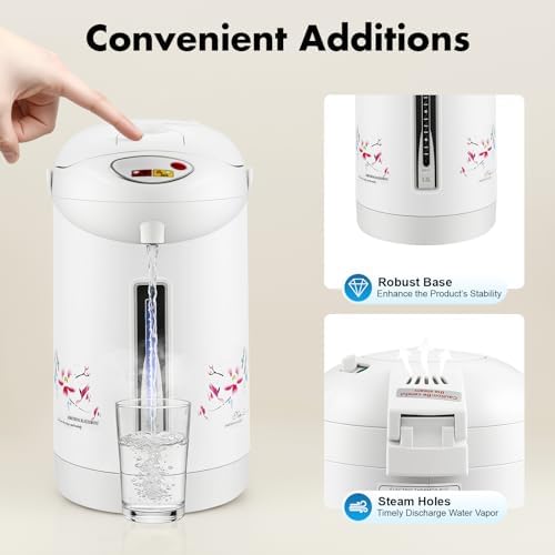 3L Countertop Portable Hot Water Dispenser, 12-Cup White Electric Pot with Dual-Pump and Air Pressure Dispensing, Tabletop Electric Kettle for Tea Coffee, Fast Heating Hot Water for Home - Image 4