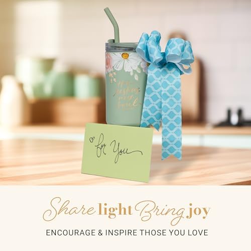 Christian Art Gifts Inspirational Stainless Steel Double-Wall Insulated XL Travel Mug Tumbler Thermos for Women: He Restores My Soul Scripture, Reusable Straw, Twist Lid, Light Green Floral, 40 oz. - Image 7