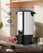 VEVOR Commercial Coffee Urn, 40 Cup 6 L Hot Beverage Dispenser with Dripless Faucet, Quick-Brewing Commercial Coffee Maker, with Stainless Steel Liner, for Catering, Business, Church & Restaurant - Image 2