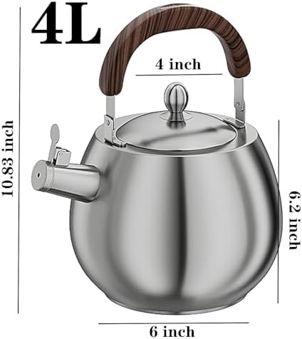 Tea Kettle Stovetop, Whistling Heavy Duty Tea Pot, Hot Water Fast to Boil, Seamless Bottom, Suitable for All Heat Sources - Image 3