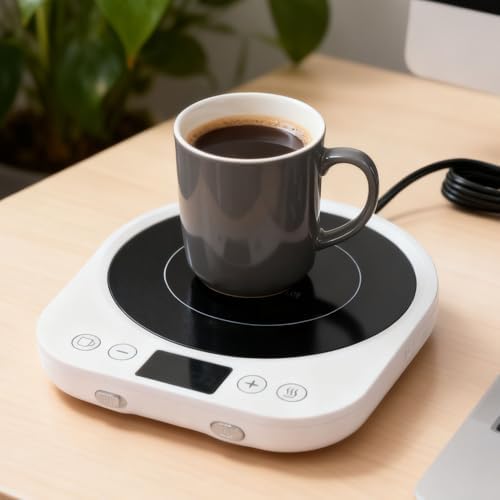 Fabater Coffee Warmer, Mug Warmer for Coffee and Tea, Electric Cup Warmers with 3 Temp Settings, 12H Timer & 4H Auto Shut Off, Fast Heating for Travel, Office Desks, and Home - Image 5
