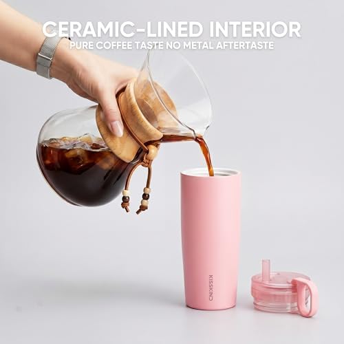 KISSKIND Leakproof Iced Coffee Tumbler 20 oz, Insulated Ceramic Lined Cup - Image 6
