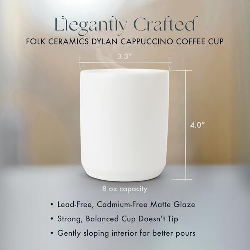 Folk Ceramics Dylan Cappuccino Cups, Whisper White, Set of 2, 8oz - Image 5