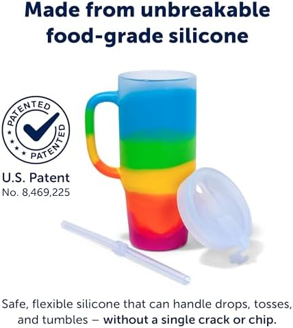 Silipint 32oz Silicone Tumbler with Handle, Flip Lid and Straw – BPA-Free, Non-Toxic, Freezer, Microwave, Dishwasher Safe Tumbler – Perfect for Tea, Smoothies (Prism) Pack of 1 - Image 3