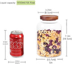 LEAVES AND TREES Y Thicken Glass Storage Jar, Food Storage Container/Canisters with Airtight Wooden Lid for Tea, Coffee, Honey, Cacao Powder,BPA Free Perfect as a Cereal Dispenser (7.6inch 2pcs) - Image 2