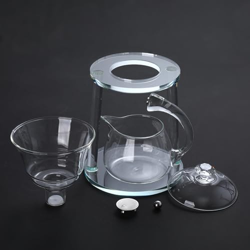 Lazy Kungfu Glass Tea Set Semi Automatic Drip Rotating with Infuser Glass Magnetic Teapot Set (Clear) - Image 7