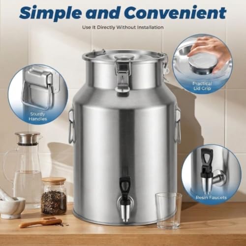 1-26 Gallon Stainless Steel Drink Dispenser Jug Milk Bucket with Faucet - Image 4