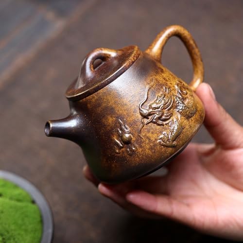 Tea Kettle High Temperature Clay Hand-carved Dragon Playing With Pearl Teapot Office Retro Tea Maker Ceramic Tea Infuser - Image 5