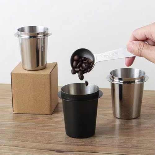 Coffee Dosing Cup 51/53mm Stainless Steel Mug for Espresso Machine (Silver - Image 3