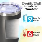 20oz Tumbler Insulated Tumblers Vacuum Coffee Mug with Lid Grey 6Pack - Image 4