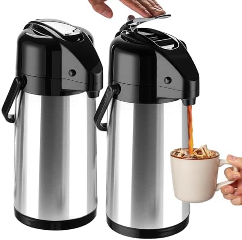 Coffee Carafe with Double Pump, 2-Pack Airpots, 84.5 fl oz Each by Ratrabas
