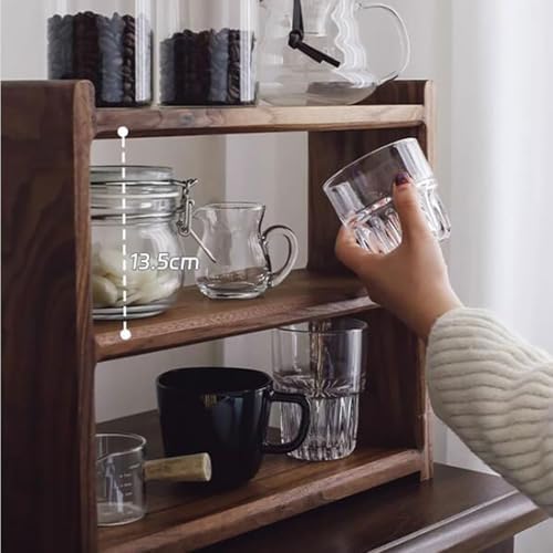 MRYBD 3-Tier Wooden Coffee Mug Display Rack Walnut Color Solid Wood Cup Holder Countertop Kitchen Storage Shelf Spice Jar Organizer for Home Office Coffee Station Bar brown - Image 2