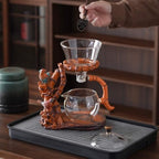 Zurucily Semi Automatic Teapot Set, Glass Teapot Set with Strainer Kungfu Tea Sets (bird-bamboo) - Image 4