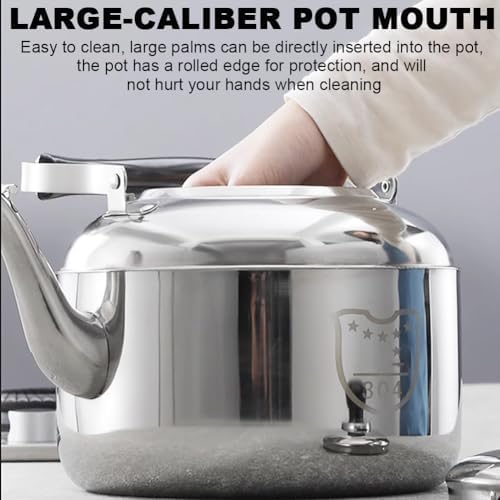 304 Stainless Steel Teapot, Portable Kettle for Stovetop, Stainless Steel Tea Infuser Whistling Kettle, 4/5/6L Cold Water Kettle with Lid and Anti-Scalding Handle,6l - Image 4