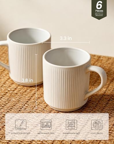 OTAGO Coffee Mugs for 6, 12 oz Mug Set, OTAGO Porcelain Cup Set Matte Reactive, Dringking Cup with Handle for Coffee, Tea, Cocoa, Milk, Yellow - Image 3