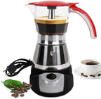 Electric Moka Pot 3-6 Cup 150-300ml Plastic Transparent Stovetop Espresso Maker Portable Stainless Steel Mocha Pot Percolator Italian Coffee Makers Greca Machine Cafe Classic for Home Camping by Theperfectcombinationofcoffeehomeandhealthylivingmakingeverydayadayofrituals