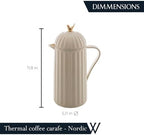 WOLFF 1 Liter White Bird Thermal Coffee Carafe, Plastic Exterior with Glass Lining Insulated Beverage Dispenser for Hot and Cold Drinks, Thermos Bottle for Tea, Water Pitcher - White, 34floz/1L - Image 3