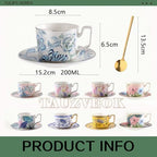 Coffee Cup Set with Saucer, Cup And Spoon, 200Ml Espresso Cups, Floral Ceramic Cups, Colorful Porcelain Coffee Mugs, Tea Cups, Mugs, Cappuccino Cups,Coffee cup a - Image 6