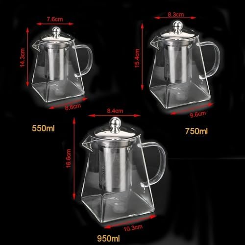 Tea Infuser Heat Resistant Clear Kettle Household Teaware With Stainless Steel(950ML) - Image 4