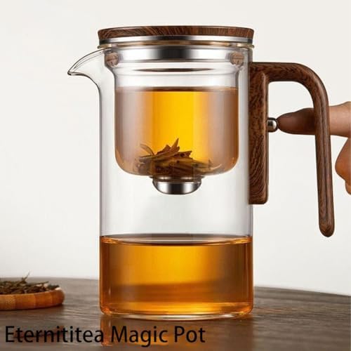Eternititea Magic Pot, 720ml(25oz) Enchanti Tea Pot, Eternity Tea Magic Pot - BPA-Free, Enchantipot Magic Tea Pot With Removable Infuser, Water Separation Glass Teapot With Wooden Handle (520ml) - Image 2