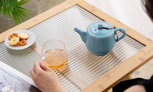 Ceramic Teapot with Infuser for Tea Coffee Milk as Gift Sky Blue - Image 5