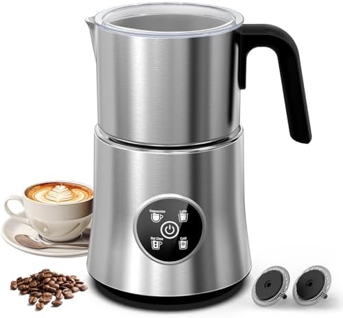 Automatic Electric Milk Frother and Steamer with Hot and Cold Foam by PSIIDAN
